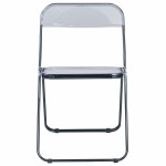 Lawrence Acrylic Folding Chair With Black Metal Frame, Black, LFCL19BL