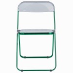 LeisureMod Lawrence Acrylic Folding Chair With Green Metal Frame, Green, LFCL19G