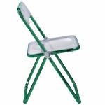 Lawrence Acrylic Folding Chair, Green Metal Frame, Set of 2, Green, LFCL19G2