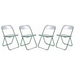 Lawrence Acrylic Folding Chair, Green Metal Frame, Set of 4, Green, LFCL19G4