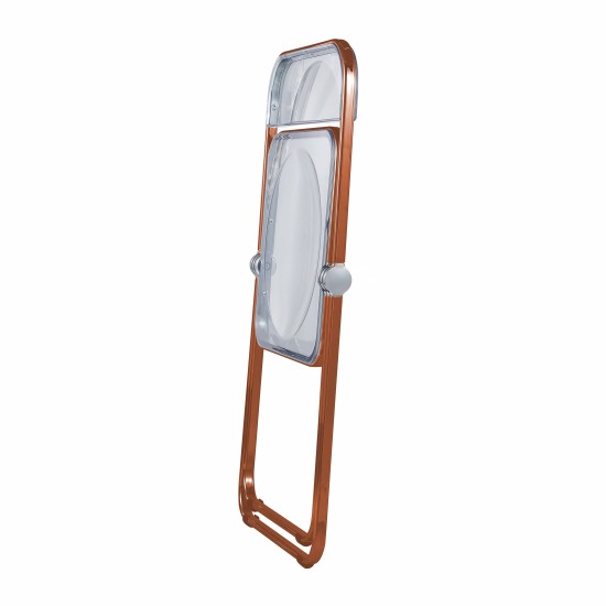 Lawrence Acrylic Folding Chair With Orange Metal Frame, Orange, LFCL19OR