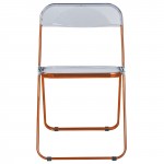 Lawrence Acrylic Folding Chair, Orange Metal Frame, Set of 2, Orange, LFCL19OR2