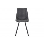 Markley Modern Leather Dining Chair With Metal Legs, Charcoal Black, MC18BL