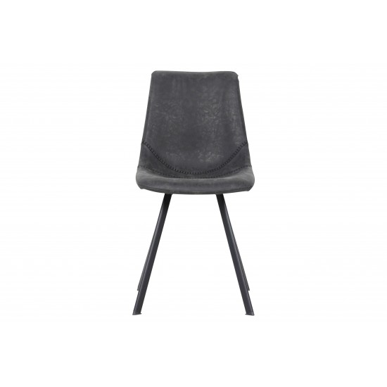 Markley Modern Leather Dining Chair With Metal Legs, Charcoal Black, MC18BL