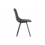 Markley Modern Leather Dining Chair With Metal Legs, Charcoal Black, MC18BL