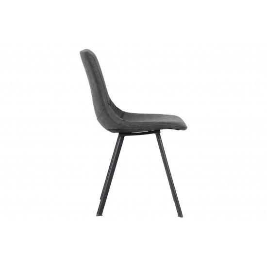 Markley Modern Leather Dining Chair With Metal Legs, Charcoal Black, MC18BL