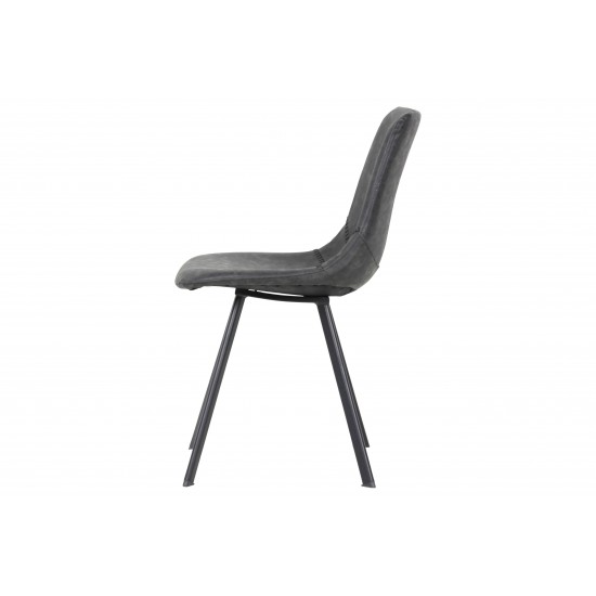 Markley Modern Leather Dining Chair With Metal Legs, Charcoal Black, MC18BL