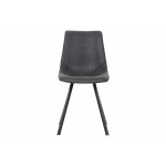 Modern Leather Dining Chair, Metal Legs Set of 2, Charcoal Black, MC18BL2