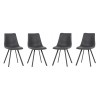 Modern Leather Dining Chair, Metal Legs Set of 4, Charcoal Black, MC18BL4
