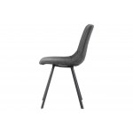 Modern Leather Dining Chair, Metal Legs Set of 4, Charcoal Black, MC18BL4