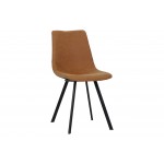 Markley Modern Leather Dining Chair With Metal Legs, Light Brown, MC18BR