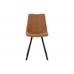 Markley Modern Leather Dining Chair With Metal Legs, Light Brown, MC18BR