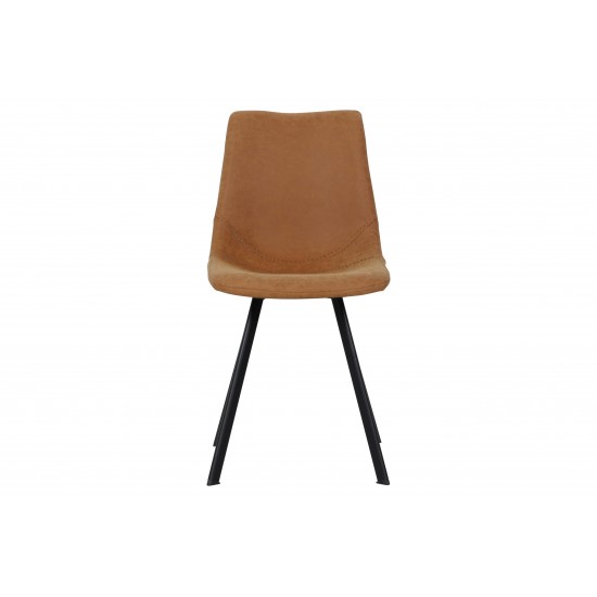 Markley Modern Leather Dining Chair With Metal Legs, Light Brown, MC18BR