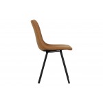 Markley Modern Leather Dining Chair With Metal Legs, Light Brown, MC18BR