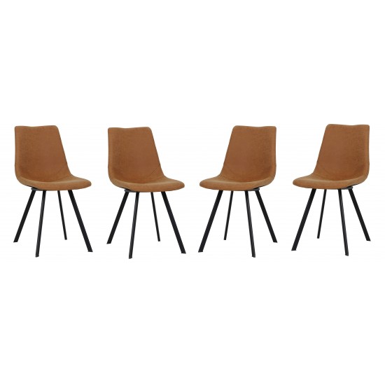 Markley Modern Leather Dining Chair, Metal Legs Set of 4, Light Brown, MC18BR4