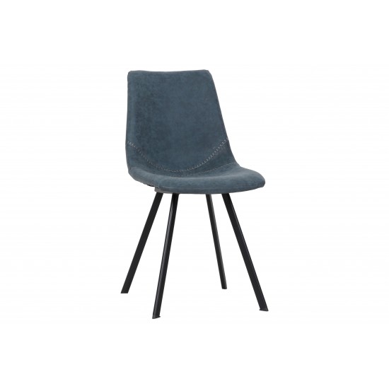 Markley Modern Leather Dining Chair With Metal Legs, Peacock Blue, MC18BU