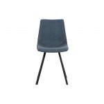 Markley Modern Leather Dining Chair With Metal Legs, Peacock Blue, MC18BU