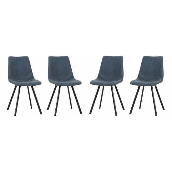 Markley Modern Leather Dining Chair, Metal Legs Set of 4, Peacock Blue, MC18BU4