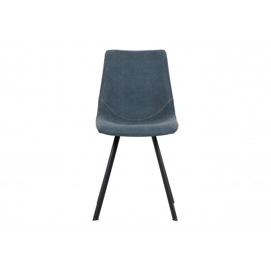 Markley Modern Leather Dining Chair, Metal Legs Set of 4, Peacock Blue, MC18BU4