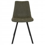 Markley Modern Leather Dining Chair With Metal Legs, Olive Green, MC18G