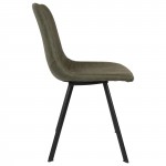 Markley Modern Leather Dining Chair With Metal Legs, Olive Green, MC18G