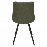 Markley Modern Leather Dining Chair With Metal Legs, Olive Green, MC18G