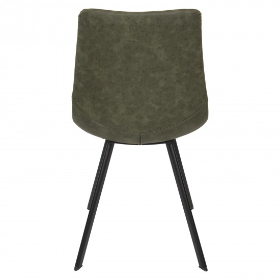 Markley Modern Leather Dining Chair, Metal Legs Set of 2, Olive Green, MC18G2