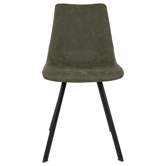 Markley Modern Leather Dining Chair, Metal Legs Set of 4, Olive Green, MC18G4