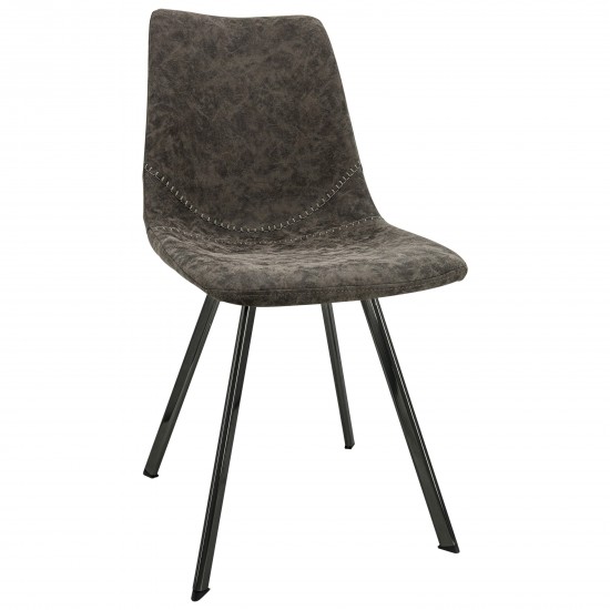 LeisureMod Markley Modern Leather Dining Chair With Metal Legs, Grey, MC18GR