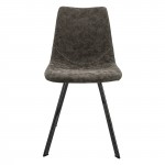 LeisureMod Markley Modern Leather Dining Chair With Metal Legs, Grey, MC18GR