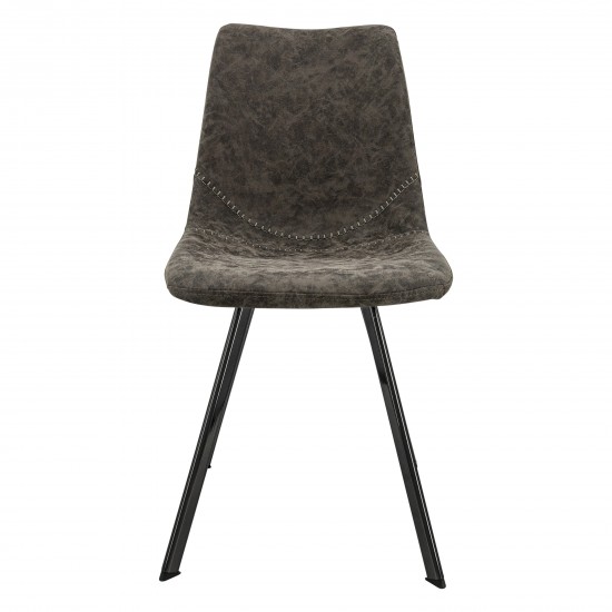 LeisureMod Markley Modern Leather Dining Chair With Metal Legs, Grey, MC18GR