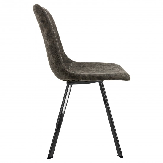LeisureMod Markley Modern Leather Dining Chair With Metal Legs, Grey, MC18GR