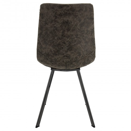 LeisureMod Markley Modern Leather Dining Chair With Metal Legs, Grey, MC18GR