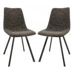 Markley Modern Leather Dining Chair With Metal Legs Set of 2, Grey, MC18GR2