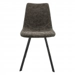 Markley Modern Leather Dining Chair With Metal Legs Set of 2, Grey, MC18GR2