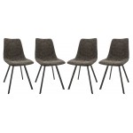 Markley Modern Leather Dining Chair With Metal Legs Set of 4, Grey, MC18GR4