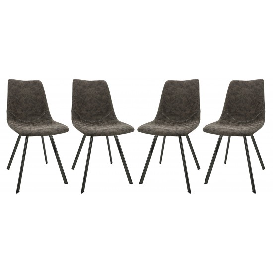 Markley Modern Leather Dining Chair With Metal Legs Set of 4, Grey, MC18GR4