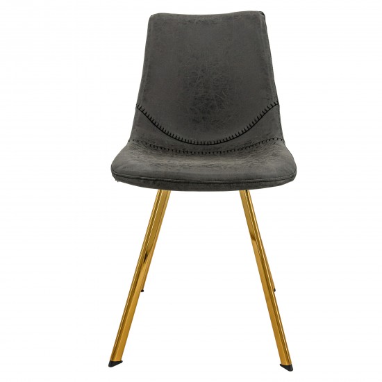 Markley Modern Leather Dining Chair With Gold Legs, Charcoal Black, MCG18BL