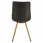 Modern Leather Dining Chair, Gold Legs Set of 4, Charcoal Black, MCG18BL4