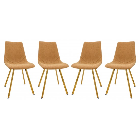 Markley Modern Leather Dining Chair, Gold Legs Set of 4, Light Brown, MCG18BR4