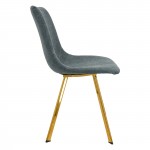 Markley Modern Leather Dining Chair, Gold Legs Set of 2, Peacock Blue, MCG18BU2