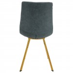 Markley Modern Leather Dining Chair, Gold Legs Set of 2, Peacock Blue, MCG18BU2