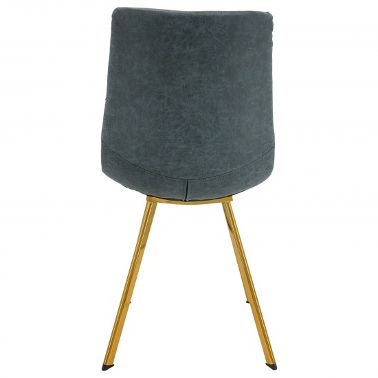 Markley Modern Leather Dining Chair, Gold Legs Set of 2, Peacock Blue, MCG18BU2