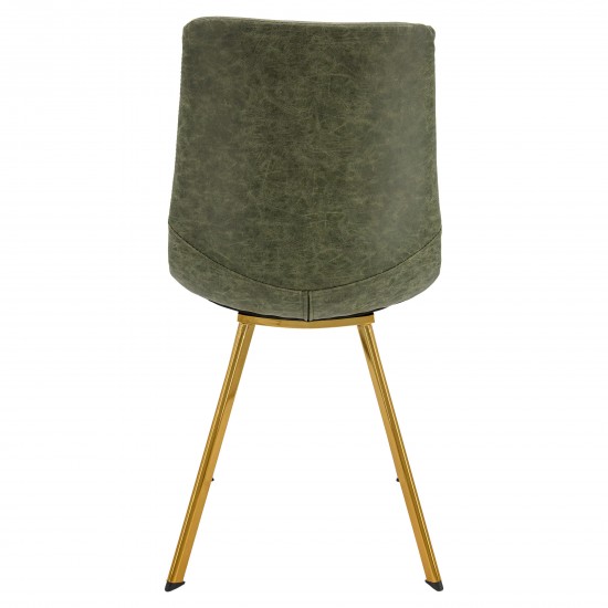 Markley Modern Leather Dining Chair With Gold Legs, Olive Green, MCG18G