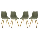 Markley Modern Leather Dining Chair, Gold Legs Set of 4, Olive Green, MCG18G4