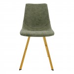 Markley Modern Leather Dining Chair, Gold Legs Set of 4, Olive Green, MCG18G4