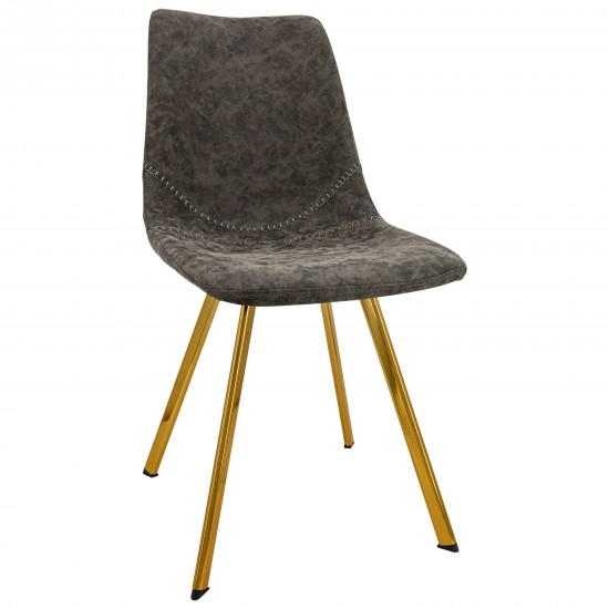 LeisureMod Markley Modern Leather Dining Chair With Gold Legs, Grey, MCG18GR