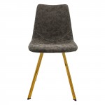 LeisureMod Markley Modern Leather Dining Chair With Gold Legs, Grey, MCG18GR