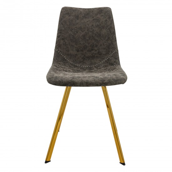 LeisureMod Markley Modern Leather Dining Chair With Gold Legs, Grey, MCG18GR