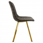 LeisureMod Markley Modern Leather Dining Chair With Gold Legs, Grey, MCG18GR